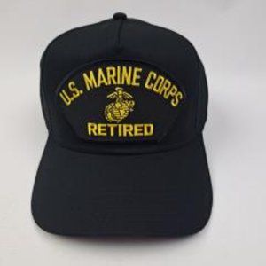 U.S. Marine Corps Retired Men's Hat Ball Cap One Size Black Embroidered Patch